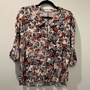 MNG | Mango Open Back Floral Portrait Collar Blouse